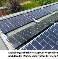 Mönchengladbach 6,6 kWp Ost-West Flachdachanlage mit LG ESS Speicher