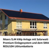 Moers 9,44 kWp Anlage mit Solarwatt Modulen dem SEN Einlegesystem mit LG RESU 10H und dem neuen SMA Sunnyboy Storage